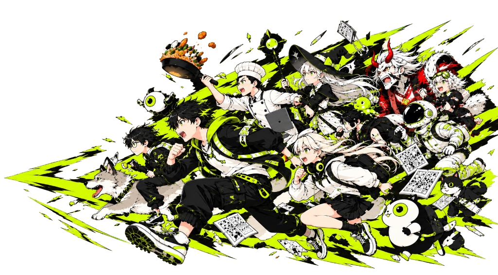 Manga Characters Rushing towards Action
